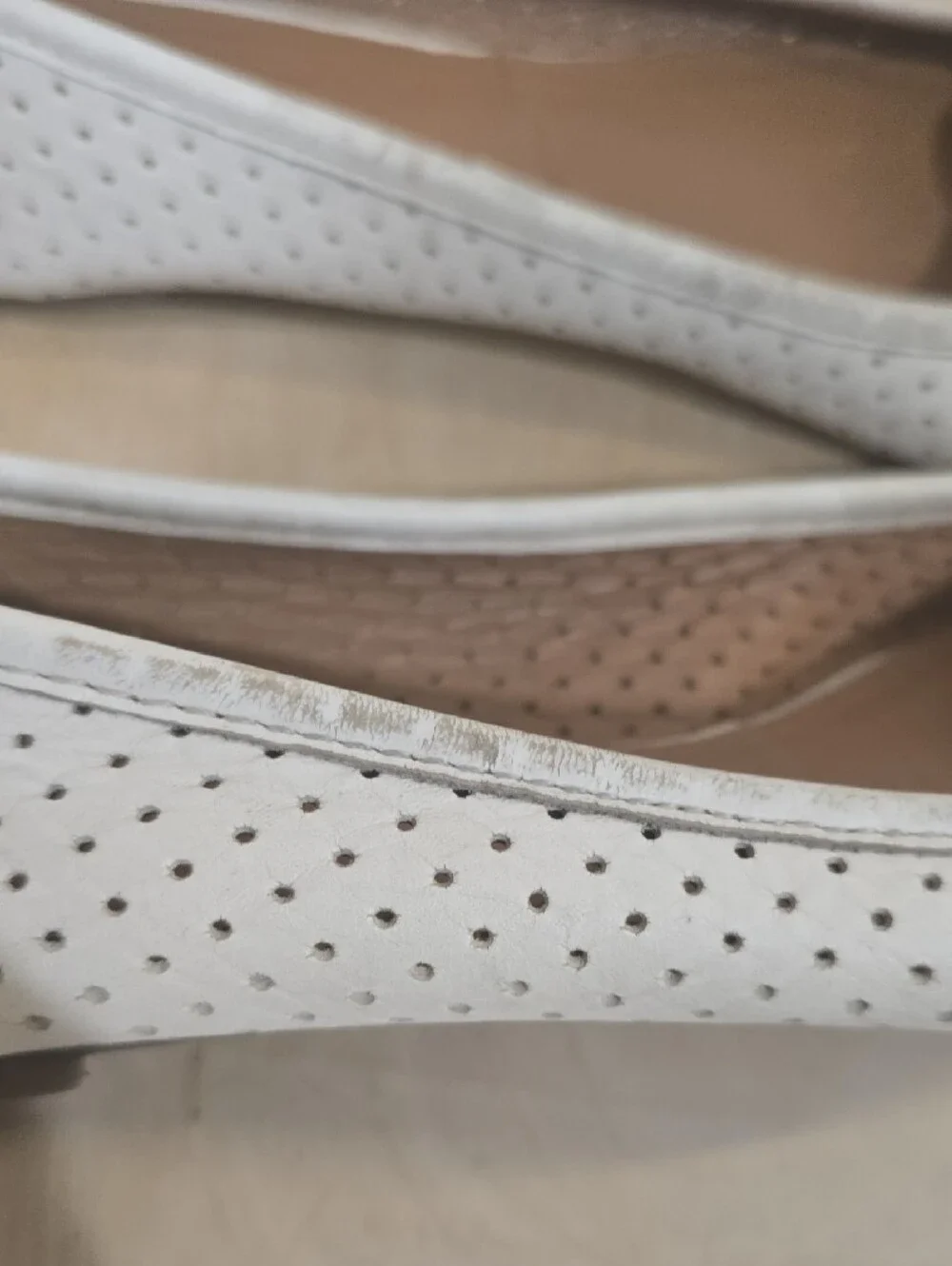 Tory Burch White Perforated Leather Logo Medallion Flats